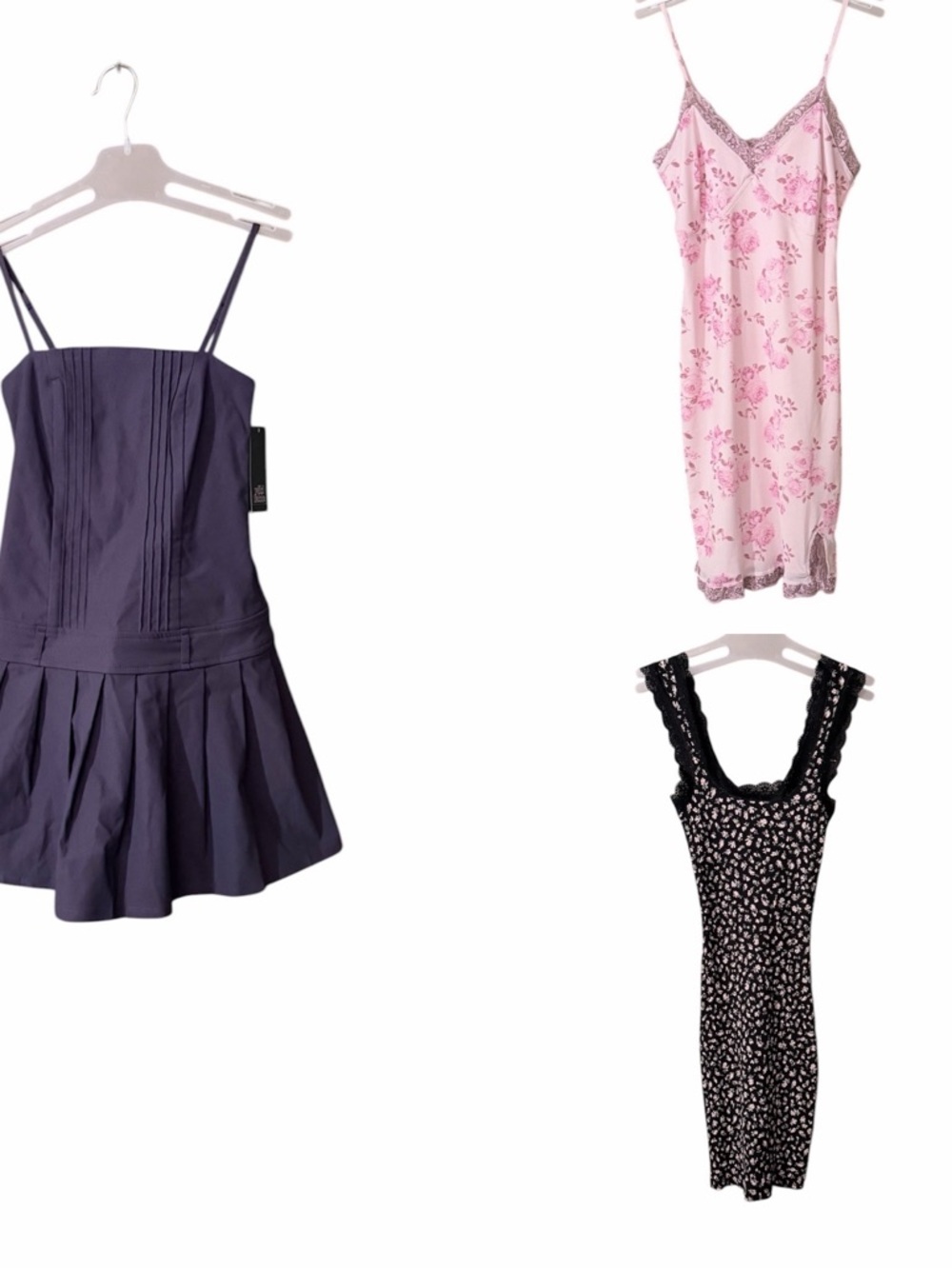 wild fable Purple Pleated Skater Dress with Spaghetti Straps Bundle